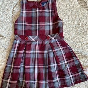 Girls 5/6 Land’s End burgundy plaid school dress